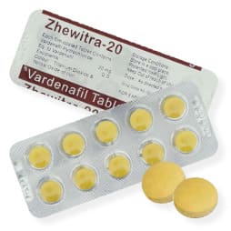 Levitra genérico marca Zhewitra con la dosis de 20 mg.